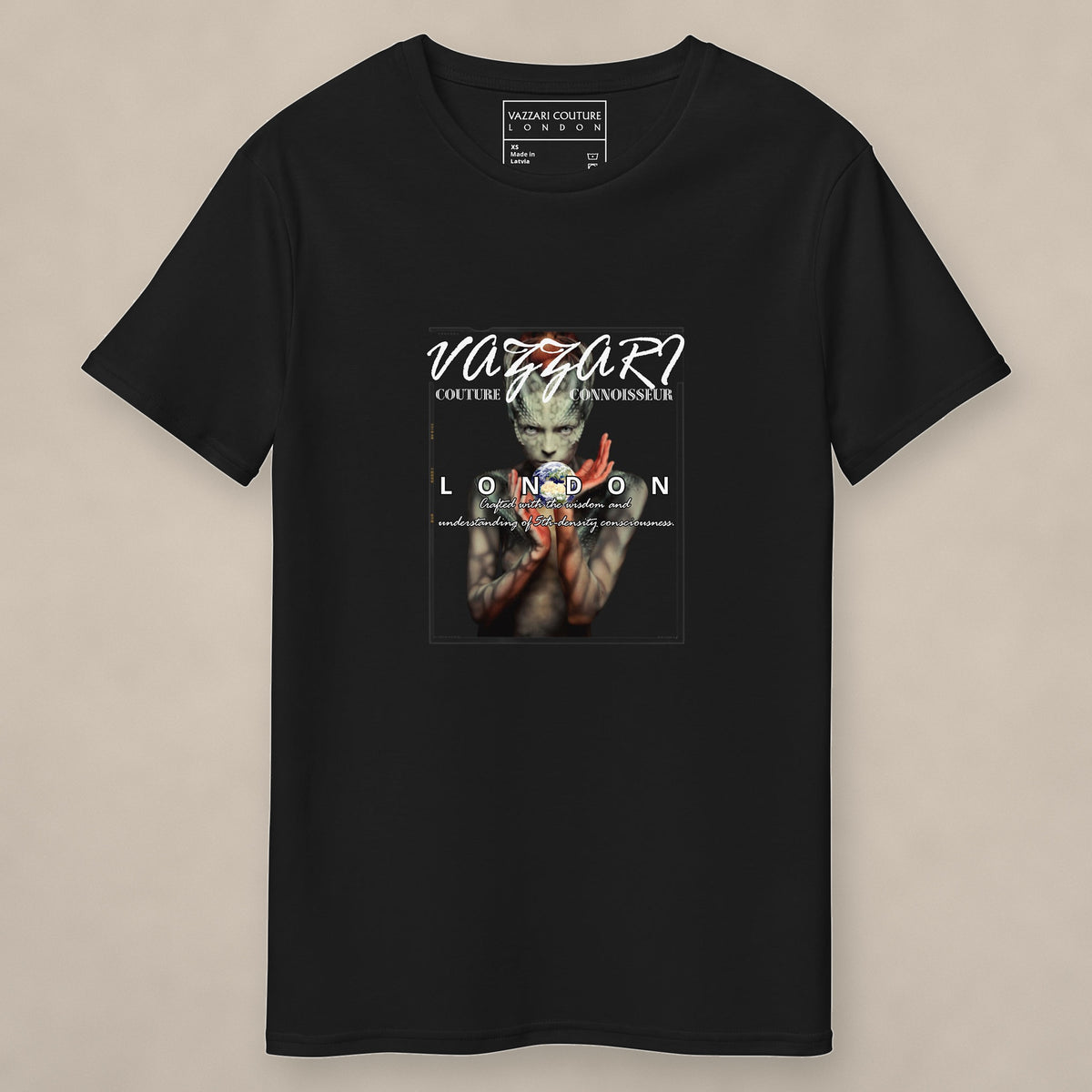 Vazzari Terran Commander Tee on beige studio wall