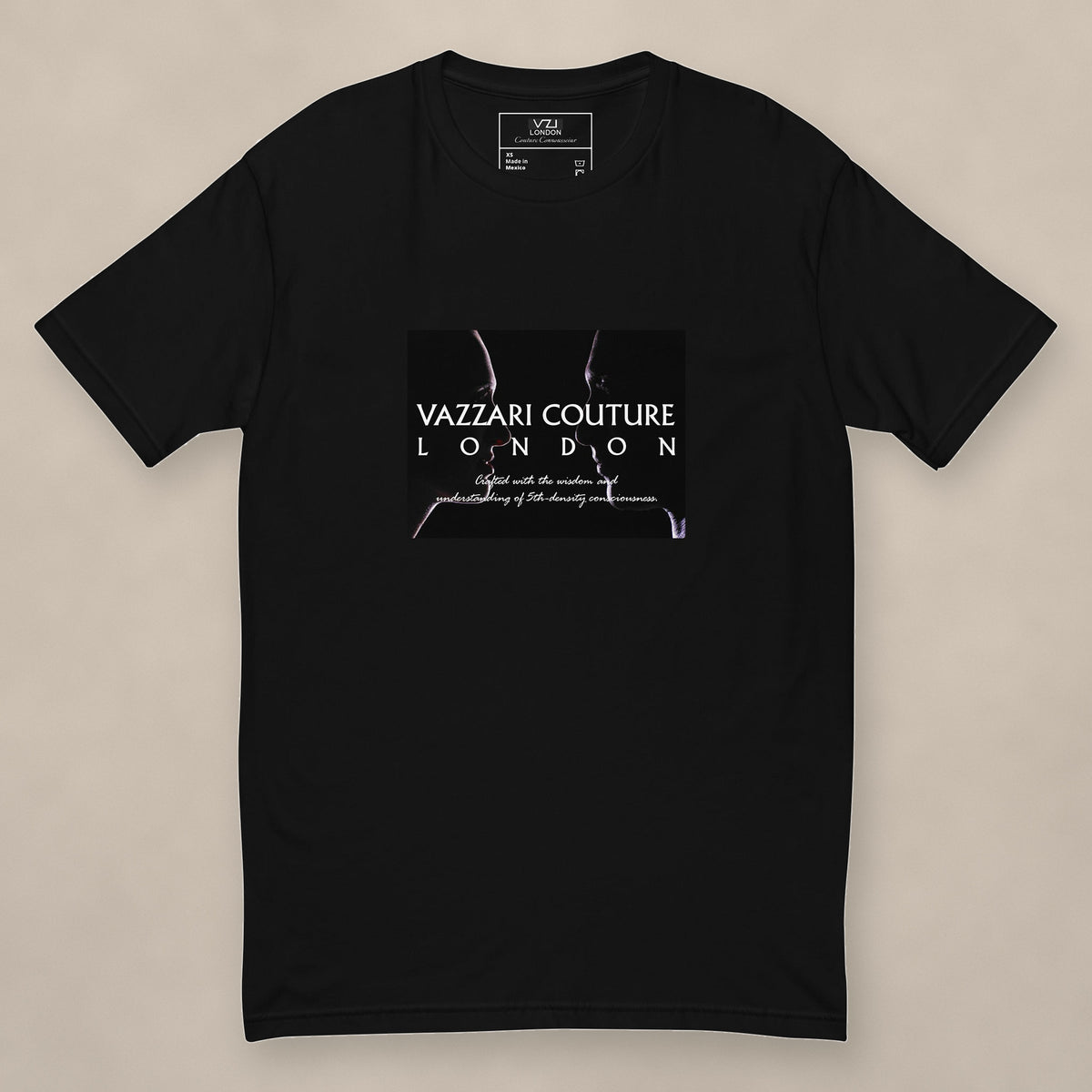 Vazzari The Confrontation Fitted Tee on beige studio wall