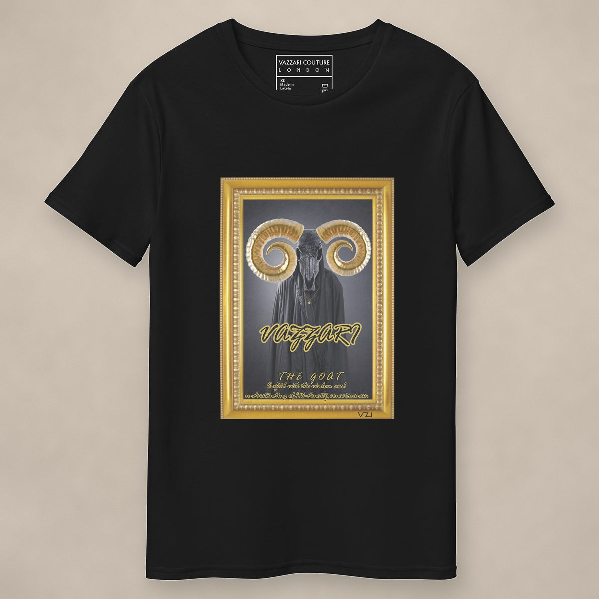 Vazzari The Goat Tee on beige studio wall