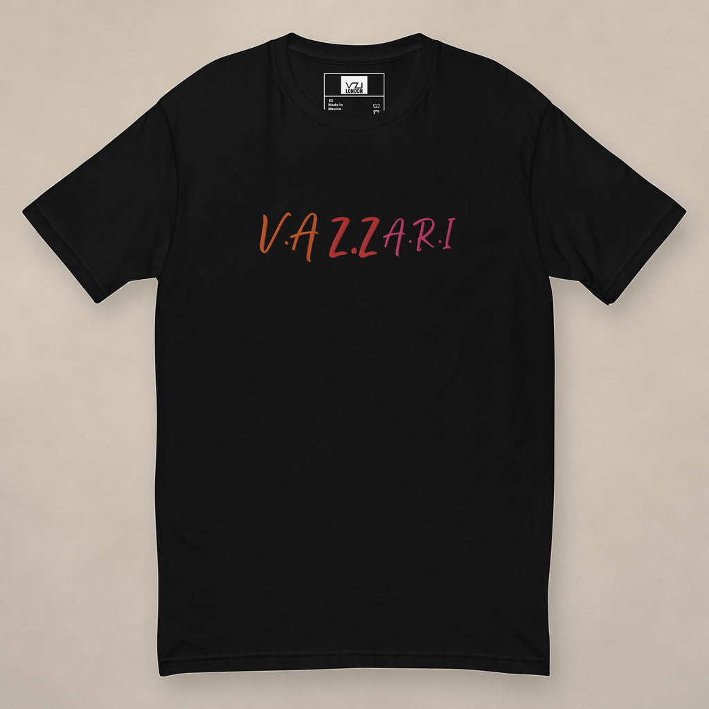 Vazzari Thread Fitted Tee on beige studio wall