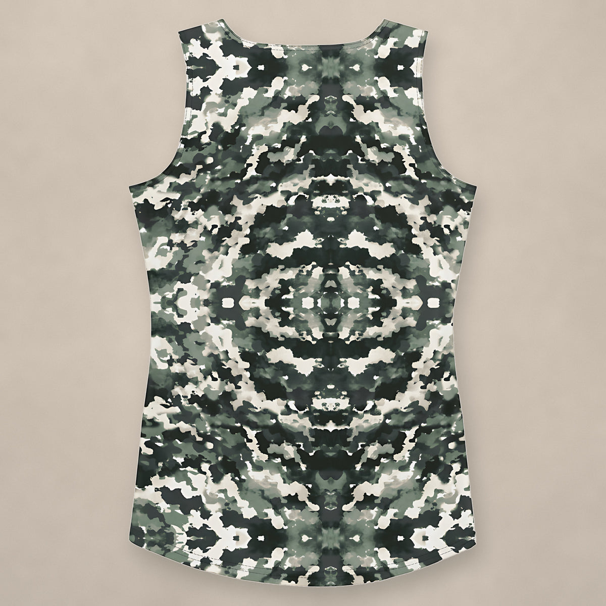 Vazzari Verdant Shadows Tank Top on beige studio wall
