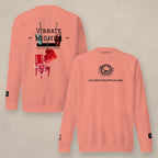 Vazzari Vibrate Higher Sweatshirt – Dusty Rose on beige studio wall