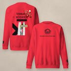 Vazzari Vibrate Higher Sweatshirt – Red on beige studio wall
