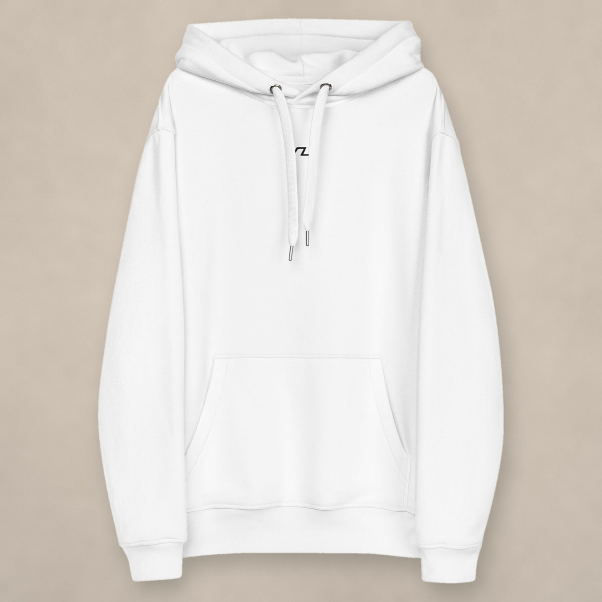 Vazzari Vigor Women's Eco Hoodie on beige studio wall
