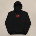 Vazzari Vivifyre Eco Hoodie on beige studio wall