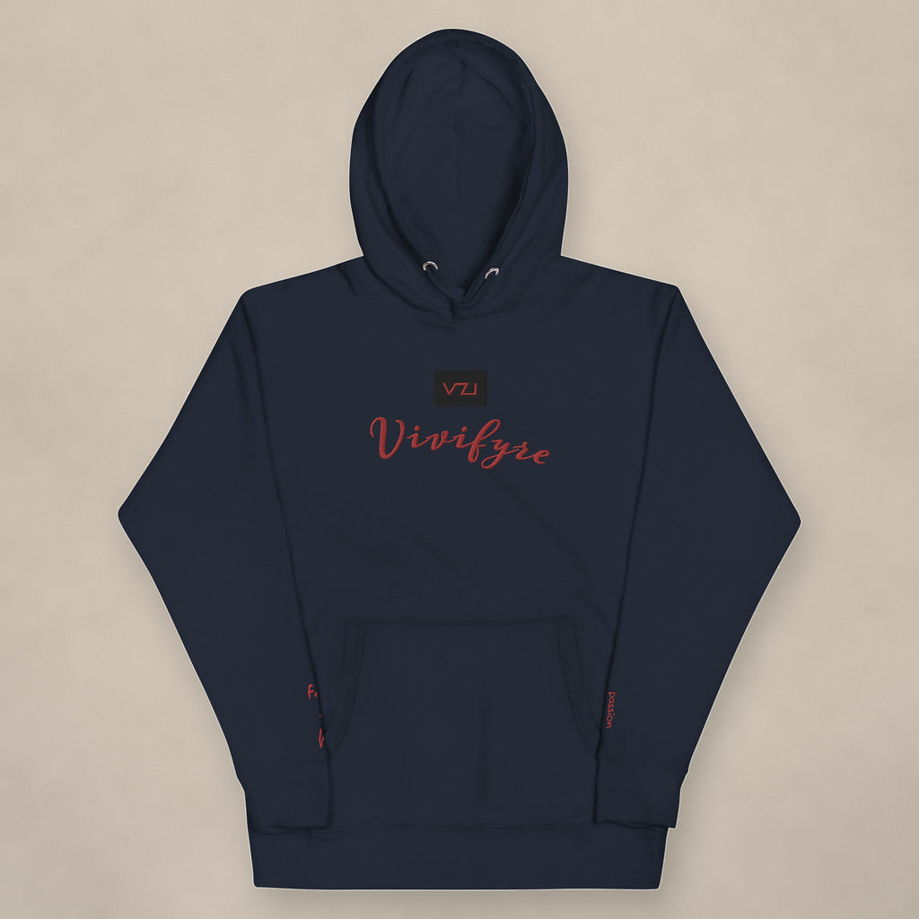 Vazzari Vivifyre Women's Hoodie on beige studio wall
