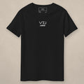 Vazzari VZI London Cotton Tee on beige studio wall