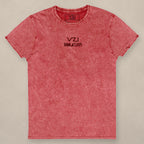 Vazzari Women's Denim Club Tee III on beige studio wall