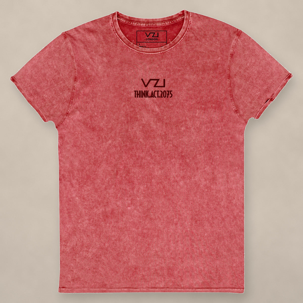 Vazzari Women's Denim Club Tee III on beige studio wall