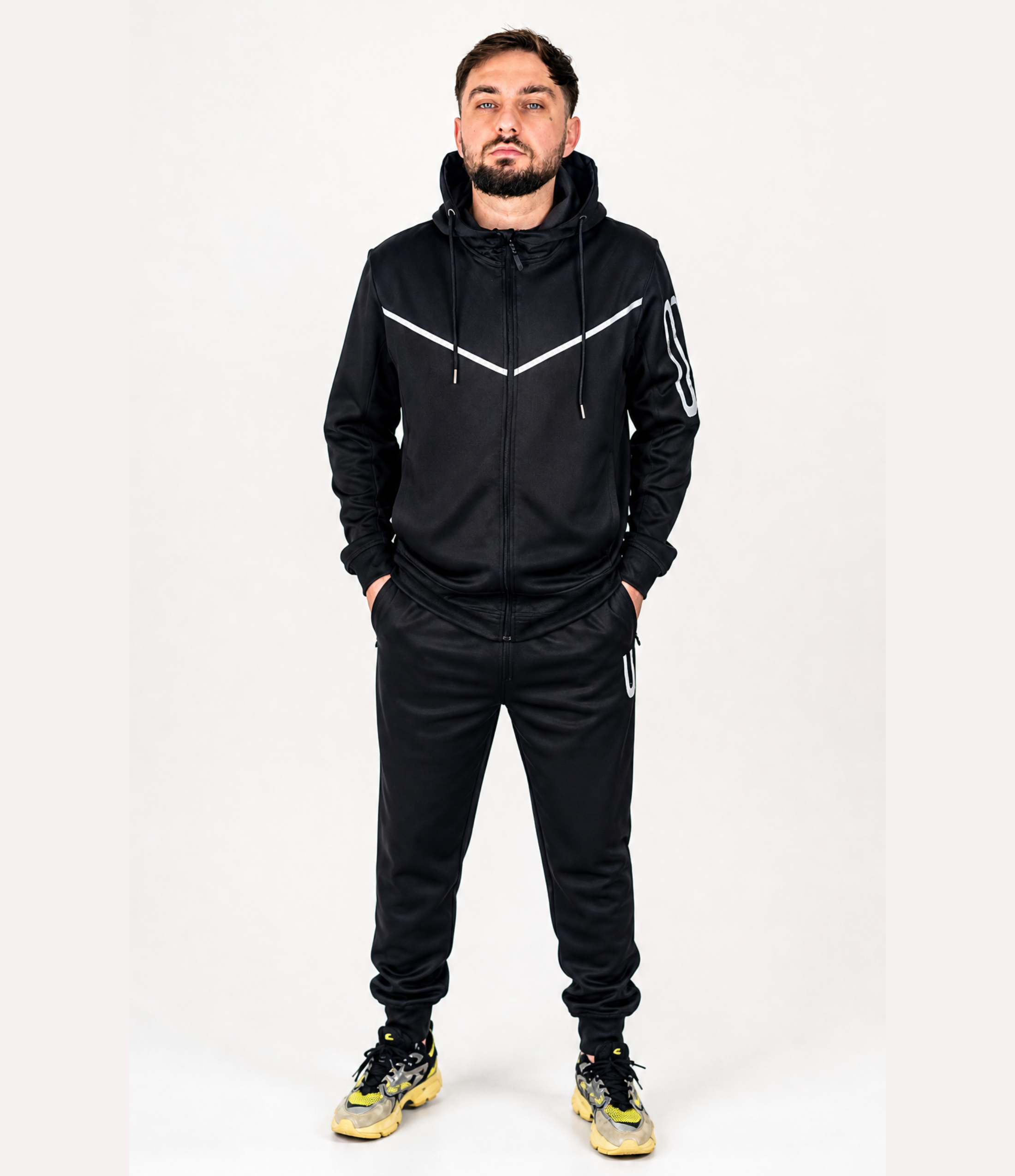 Men’s Black Tracksuit – Slim Fit, Premium Comfort, Full Zip Hoodie & Joggers
