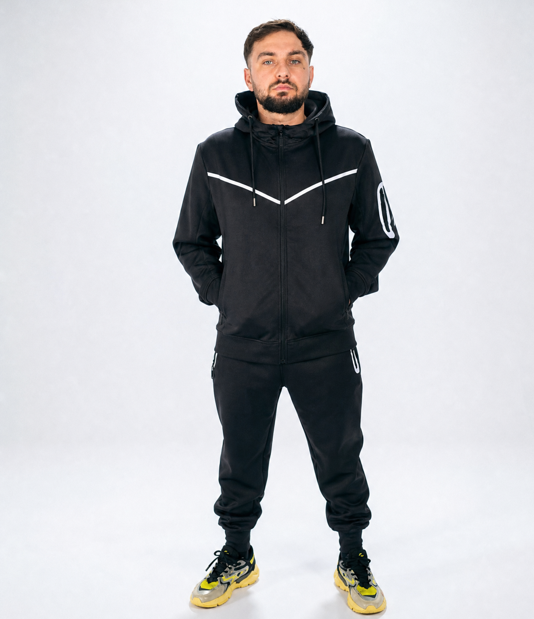 Men’s Black Tracksuit – Slim Fit, Premium Comfort, Full Zip Hoodie & Joggers