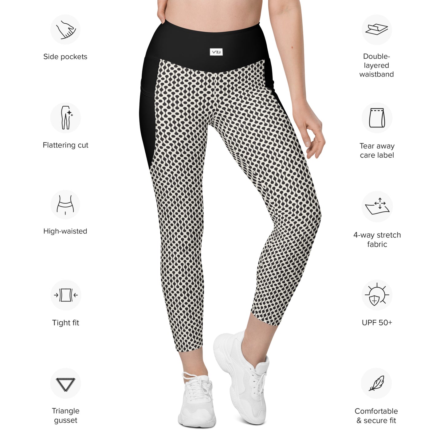 S-shaped Seamless - Leggings with pockets - High waisted, Tight fit, UPF 50+