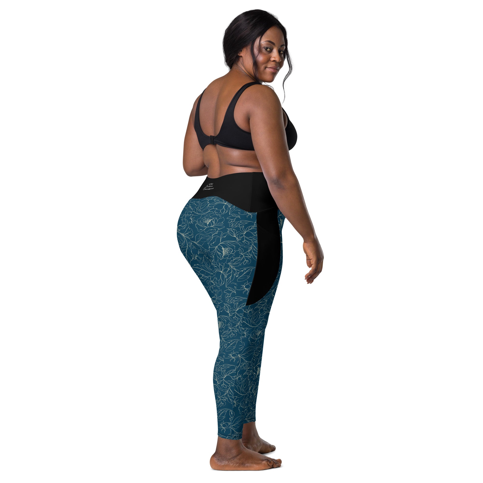 Navy Glimmer - Leggings with pockets - Tight fit, High-waisted, Soft and stretchy