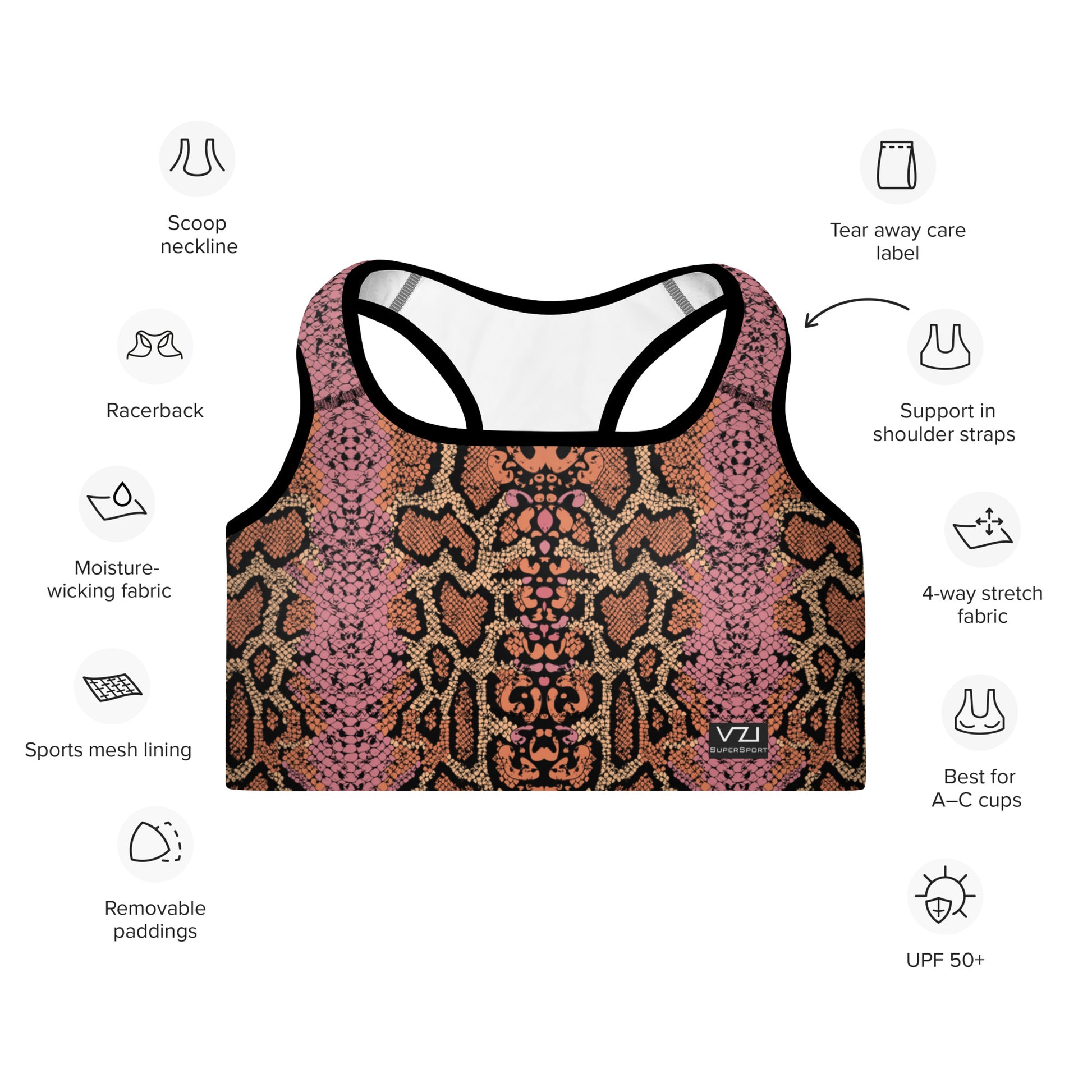 Cheetah Animal Print Padded Sports Bra