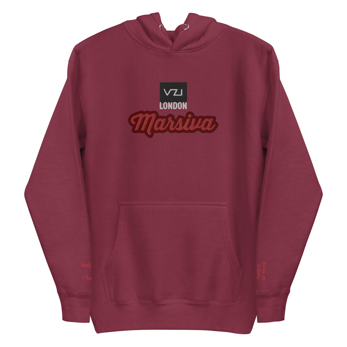 MAROON VZI Marsiva Unisex Hoodie - Classic Cotton for Action, Strength, and Power