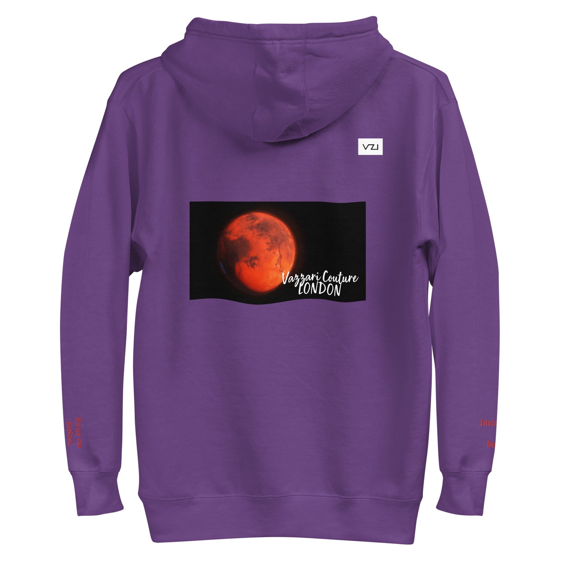 BACK PURPLE HOODIE VZI Marsiva Unisex Hoodie - Classic Cotton for Action, Strength, and Power