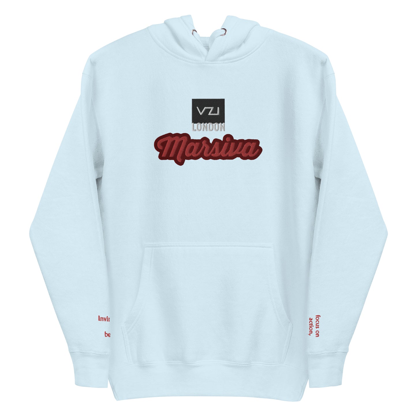 FRONT HOODIE BLUE SKY VZI Marsiva Unisex Hoodie - Classic Cotton for Action, Strength, and Power